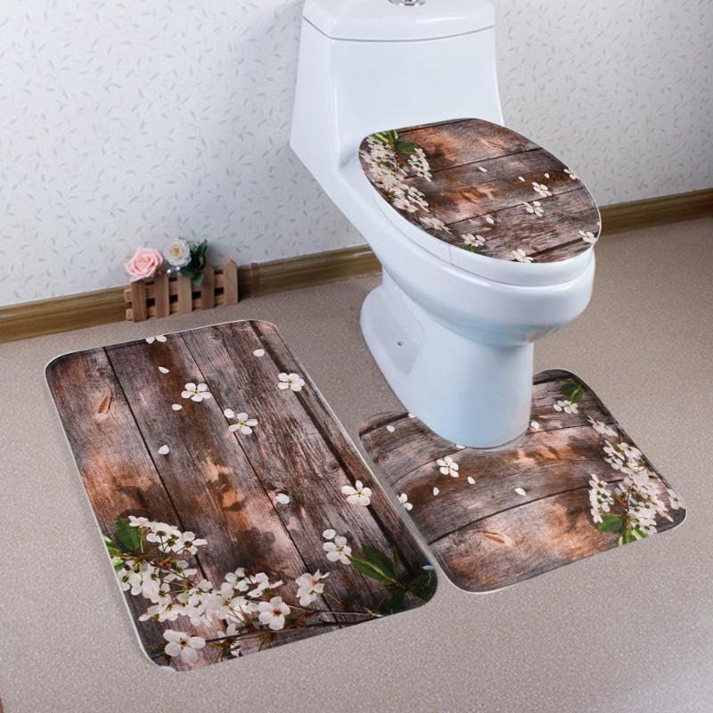 

Three-piece Toilet Mat In Front of Bathroom Door