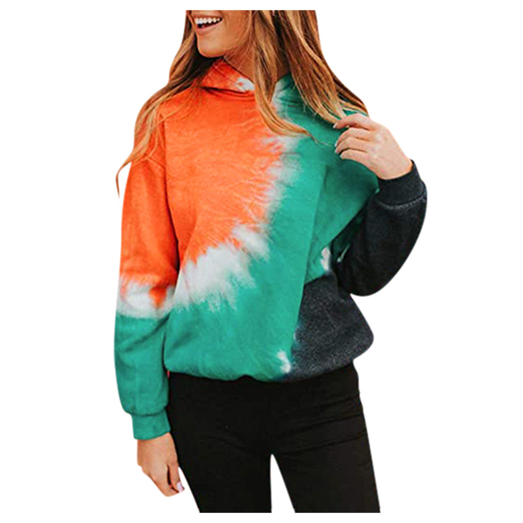 

Women Plus Size Tie-dye Printed Gradient Pullover Long Sleeve Sweatshirt Top, Orange