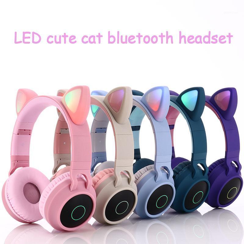 

LED Cat Ear Headphones Bluetooth Wireless Headset Foldable Kids Girl Headphones Gaming Music Headset With Mic Support TF Card1, Black