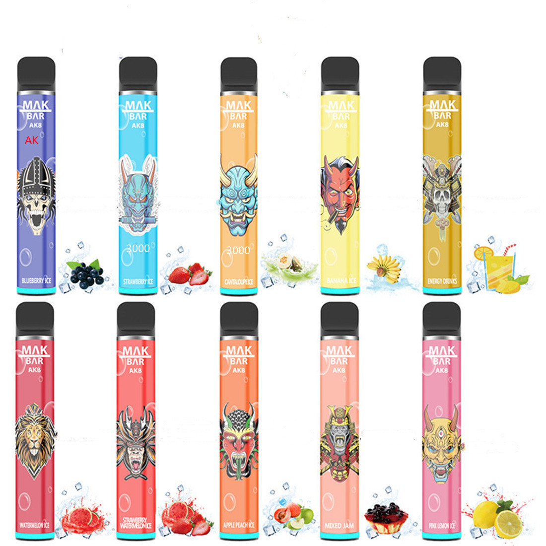 

0% 2% 5% MAX MAK vape 3000 Puffs Mesh Coil Disposable Vape China Original Factory vapes pen 20 colors for oprtion