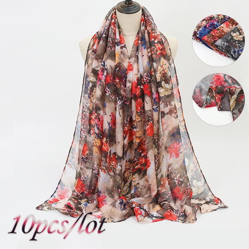 

New arrival Printed floral viscose scarf women muslim hijab oversize scarves summer autumn headband Islamic Bandana 10pcs/lot