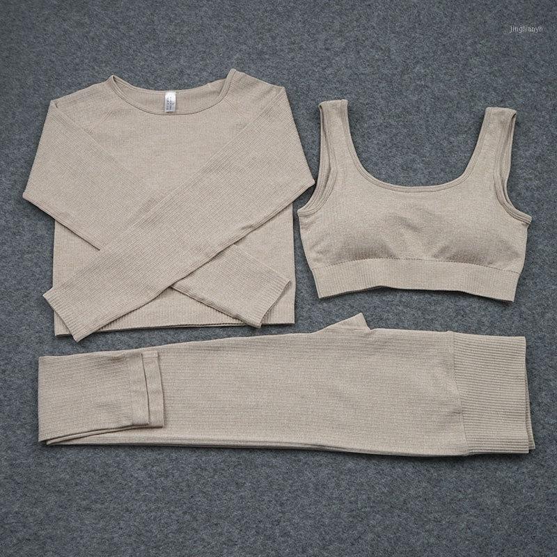 

Seamless Breathable Yoga Set Shockproof Tank Tops Long Sleeve Moisture Wicking Blouse High Waisted Leggings Ribbed Tracksuits1, Gray bra