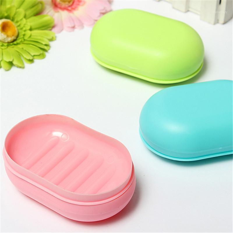 

Wholesale- EZLIFE Hot Sale Soap Dish Candy Color Soap Box Case Holder Container Wash Shower Home Bathroom Accessories Set Soap Dish MS0621