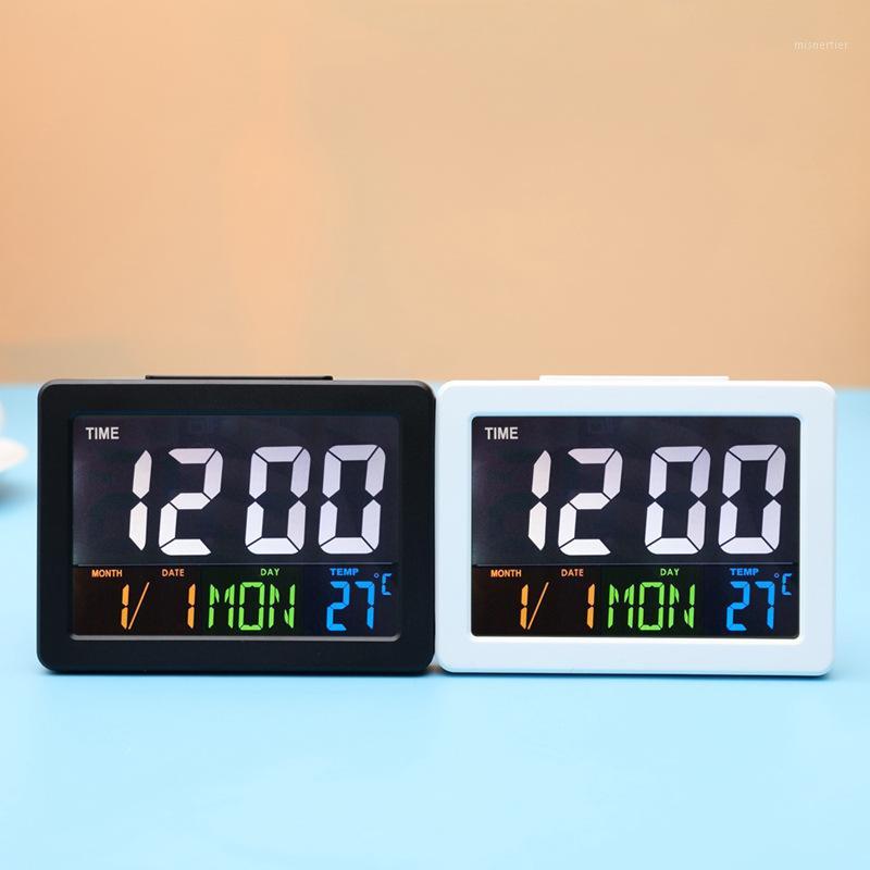 

LCD Table Digital Clock Colorful Large Screen Electronic Clock with Temperature Alarm Student Desk Alarm Clocks Home Decor1