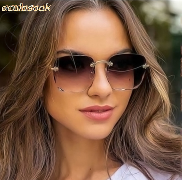 

2020 new frameless UV protection sunglasses women's, White;black