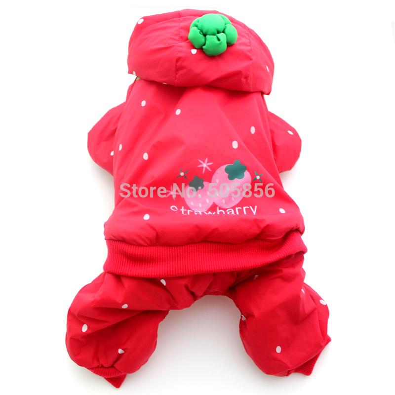 

Dog Cat Warm Jumpsuit Hoodie Strawberry/Bee Design Windproof Clothing Pet Puppy Coat Jacket Winter Apparel, Red