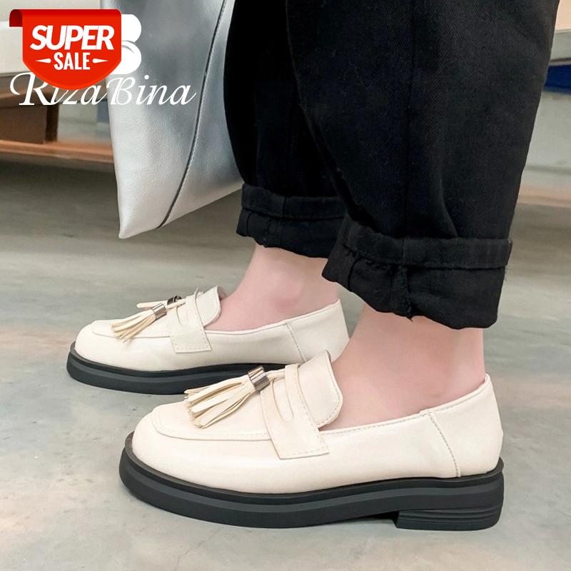

RIZABINA Plus Size 29-46 Women Flats Casual Glove Shoes Women Tassel Fashion Platform Office Lady Daily Outdoor Female Footwear #J98w, Black