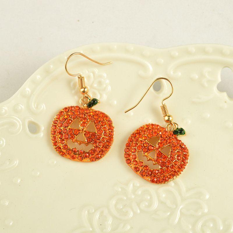 

Crystal Smiling Face Pumpkins Drop Earrings Jack O Lantern Halloween Earring For Women Jewelry1
