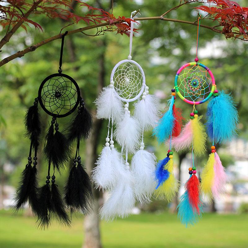 

Wind Bells Wedding Party Decor Catching Monternet Handmade Home Pendant Decoration Wall Hanging 1Pcs Dream Catcher Feathers