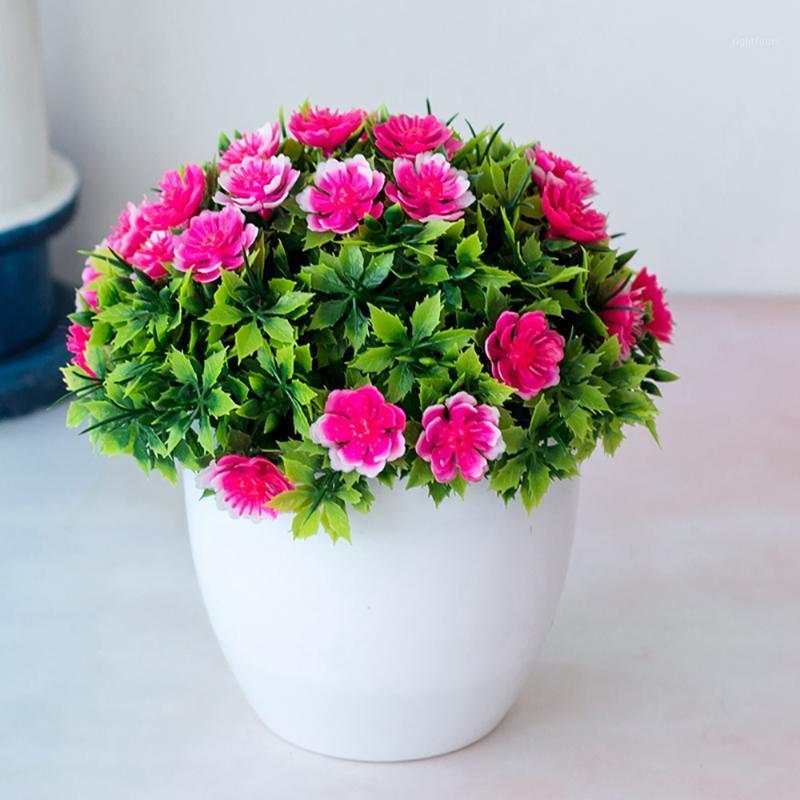 

Artificial Plants Bonsai Small Tree Pot Plants Fake Flowers Potted Ornaments For Decorating Wedding, Party, Home, Office, Coffee1, Blue