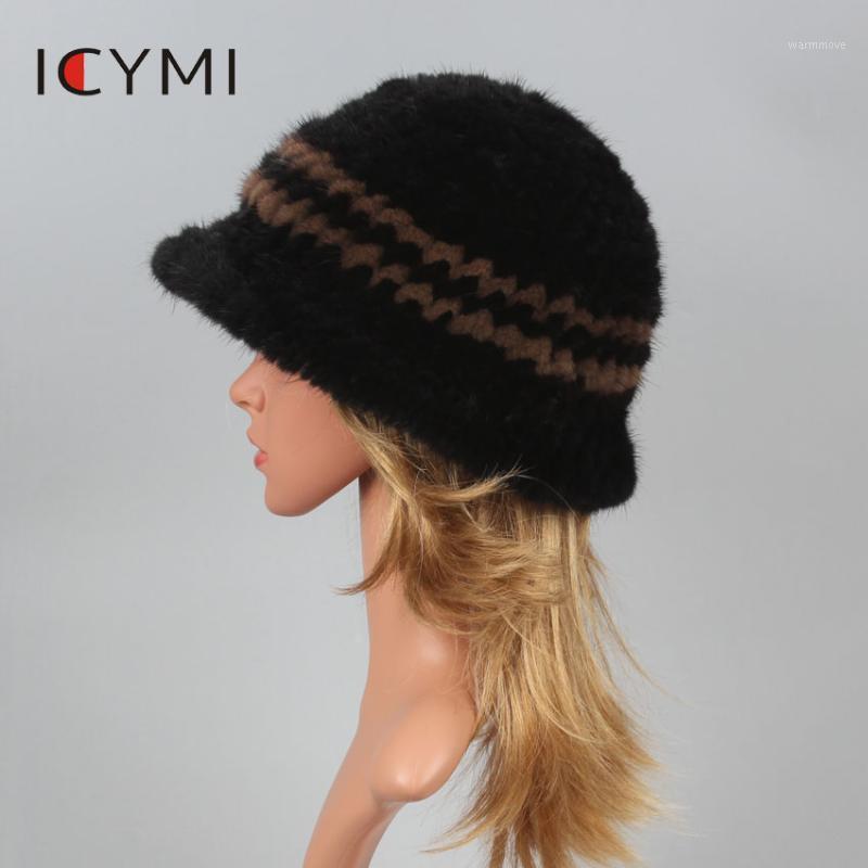 

ICYMI Luxury Winter Russian Girl Hat Knitted Fur Hat for Female Thick Lined Elegant Caps Hats Women Girls 2020 Real1, Color 1