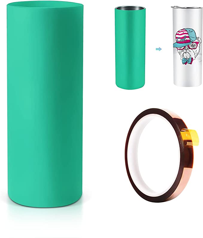 

Silicone Wrap Sleeve for Sublimation 20oz skinny Tumbler Seamless Heat-Resistant silica gel Bands, Green