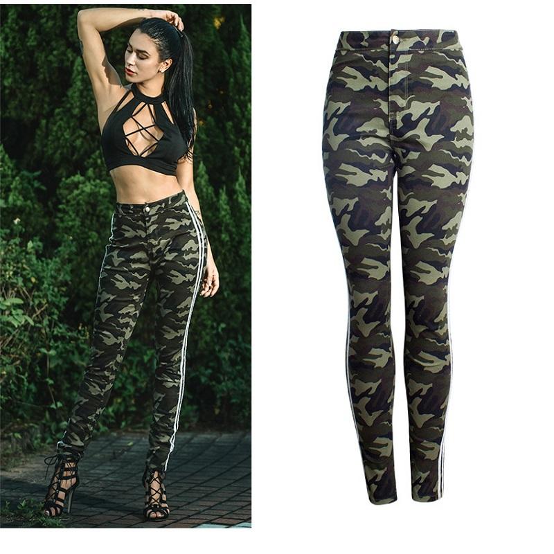 

Camouflage High Waisted Striped Jeans Skinny Push Up Woman Plus Size Denim Trousers Fall 2020 New Sale Items Dropshipping
