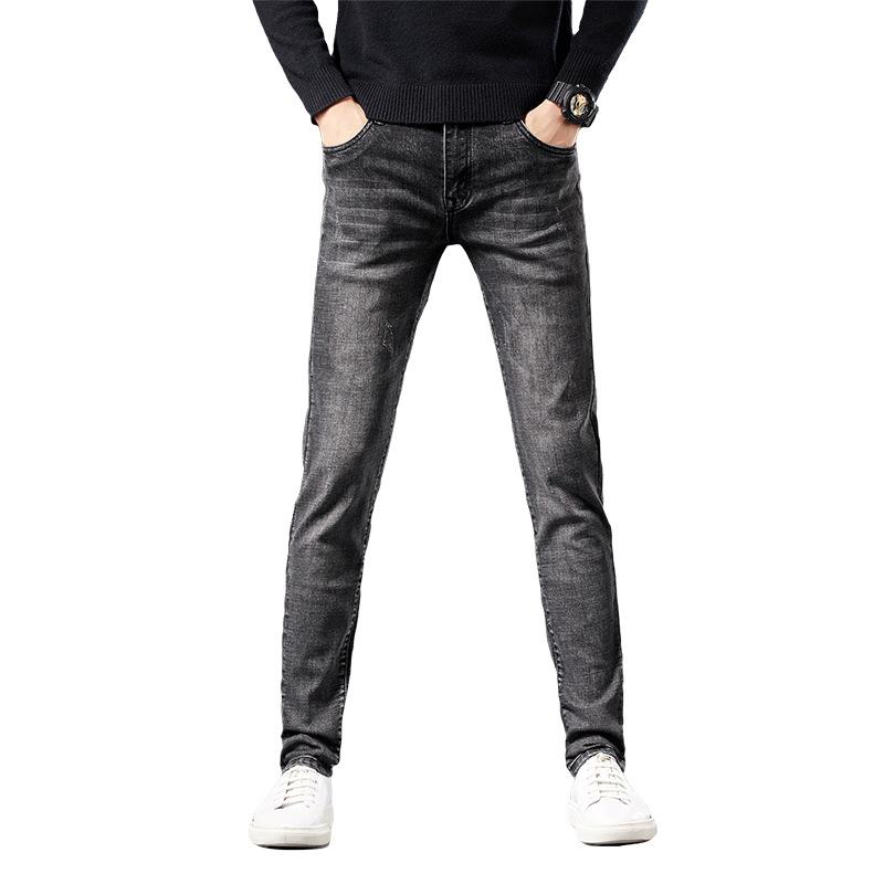 

New autumn men's jeans slim fit elastic fashion business pants style winter jeans trousers men, Gray