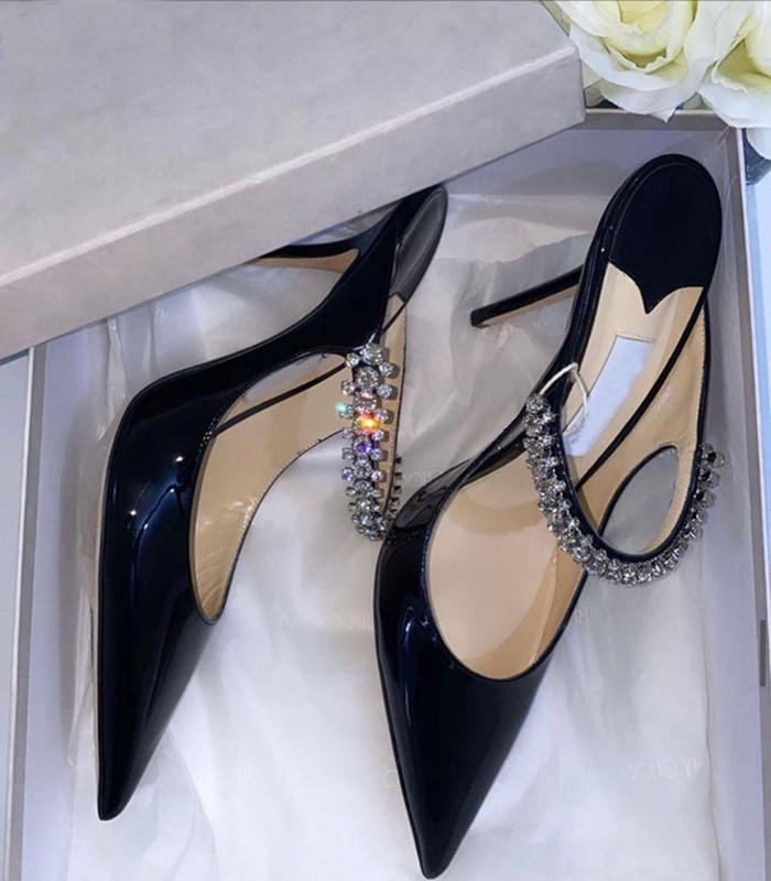 

Elegant Designer Bing Pumps High Stiletto Heel Shoes,Crystal Strap Women Sexy Lady Pointed Toe High Heels For Dress Wedding Bridals