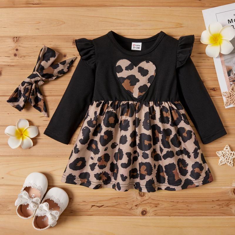 

Baby Girl Leopard Dress, Color block