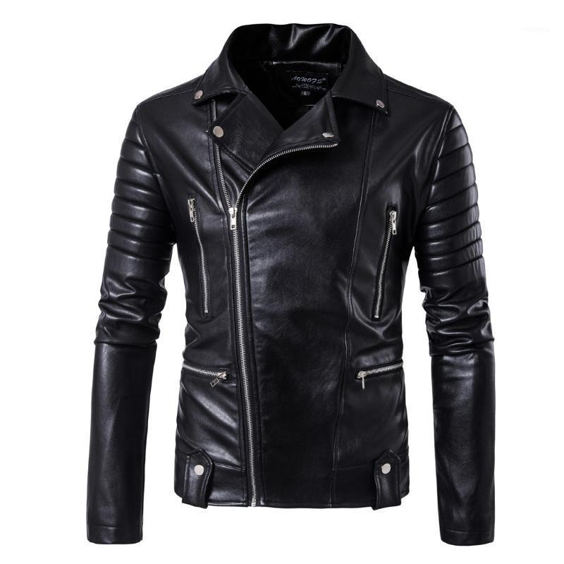 

Men's Fur & Faux 2021 Fashion Motorcycle Leather Jacket Pu Winter Men Large Size Lapel Diagonal Zip Coat -5XL1, Black