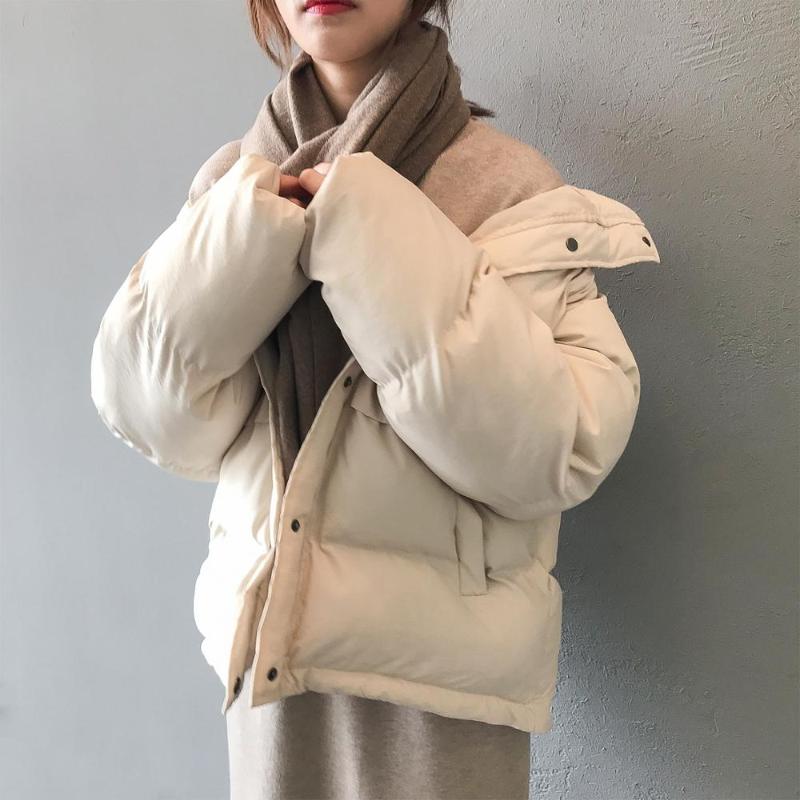 

2021 Women Thick Winter Loose Warm Coat Stand Collar Women Jacket Coat Plus Outerwear Female Casaco Feminino Parkas, Beige