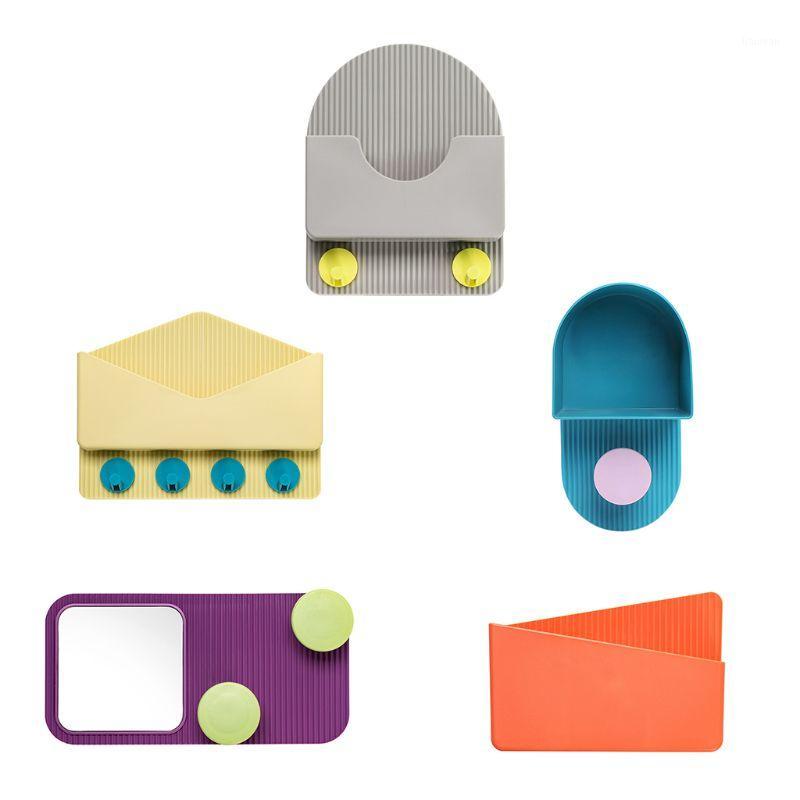 

Wall Mounted Phone Sundries Storage Hanging Hook Shelf Key Rack Hanger Holder Organizer Home Decoration1