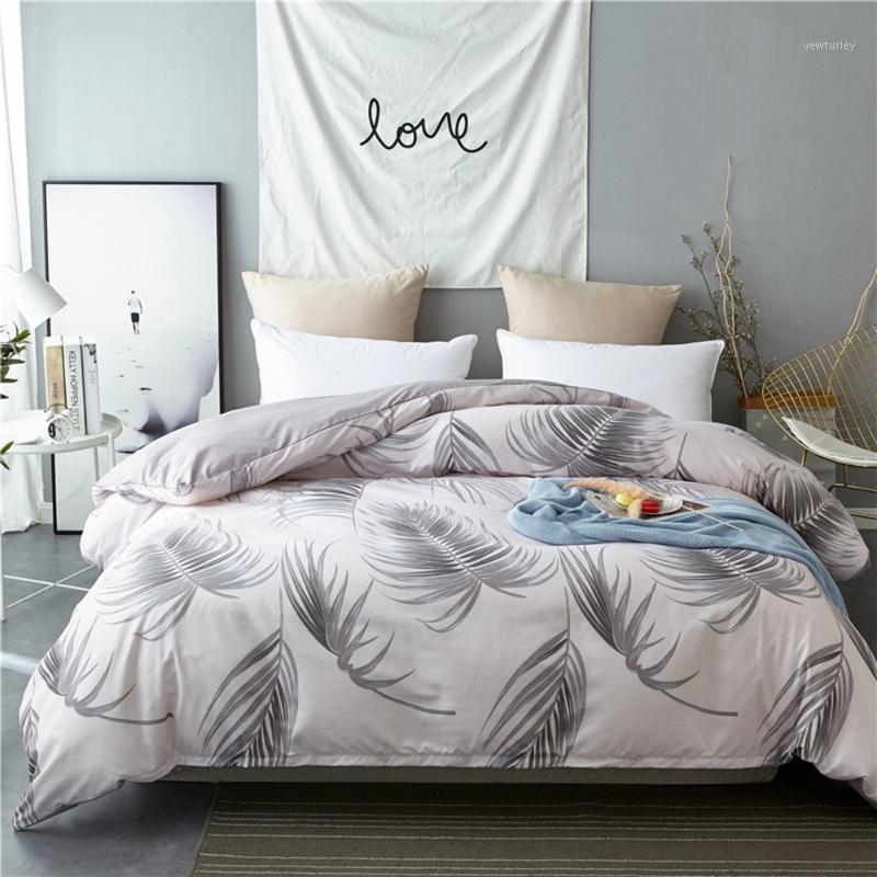 

Home Textiles 3pcs bedding Sets Nordic Leaves Quilt cover PillowcaseThrow Mechanical Wash Single Double Bed Sets1