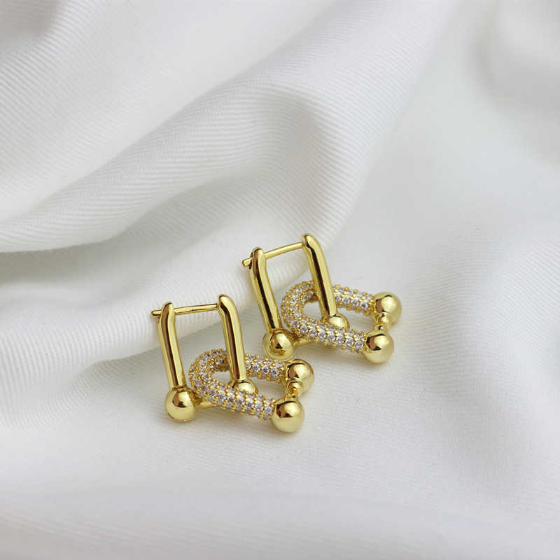 

High Quality Fine Jewelry 18k Gold Plated Luxury Designer Earrings Popular Brands U-shaped Chain for Women 2022