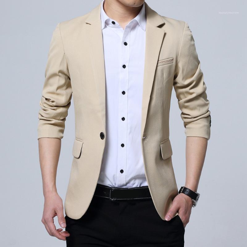 

Men's Blazer Jackets Casual Shorts Men's Fashion New Style One Button Suit For Self-Cultivation Business Coat Men Blazer Jacket1, Khaki