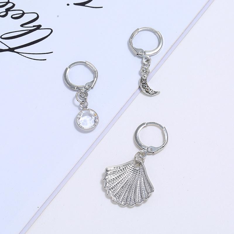 

Seanlov Vintage Earrings Geometric Shell Earrings Set For Women Girls Zircon Hoop Brincos Fashion Tortoise Jewelry