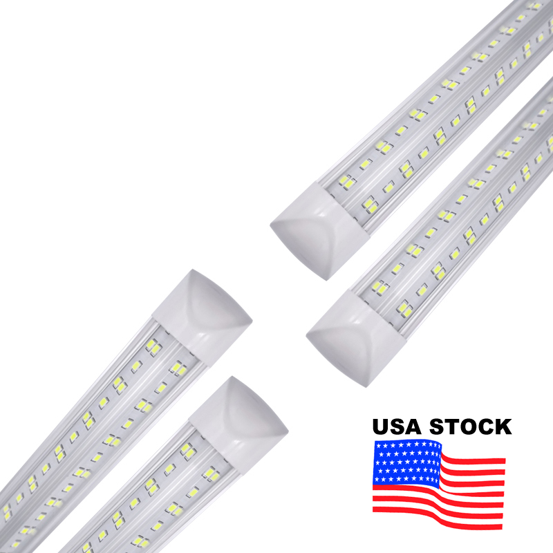 

25PCS 8Ft LED Shop Light Fixture,144W 14400lm Tube T8 , Clear Lens Cover, Double Side 4 rows V Shape Integrated Bulb Lamp,LED Cooler Door Lights AC85-277V