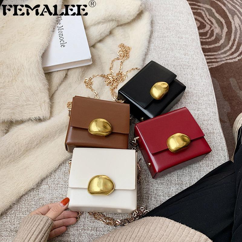 

2021 Fall Winter Retro Simple Mini Handbags Trendy Design Pure Color Shoulder Sac Leisure Female Chains Party Crossbody Purses, Black
