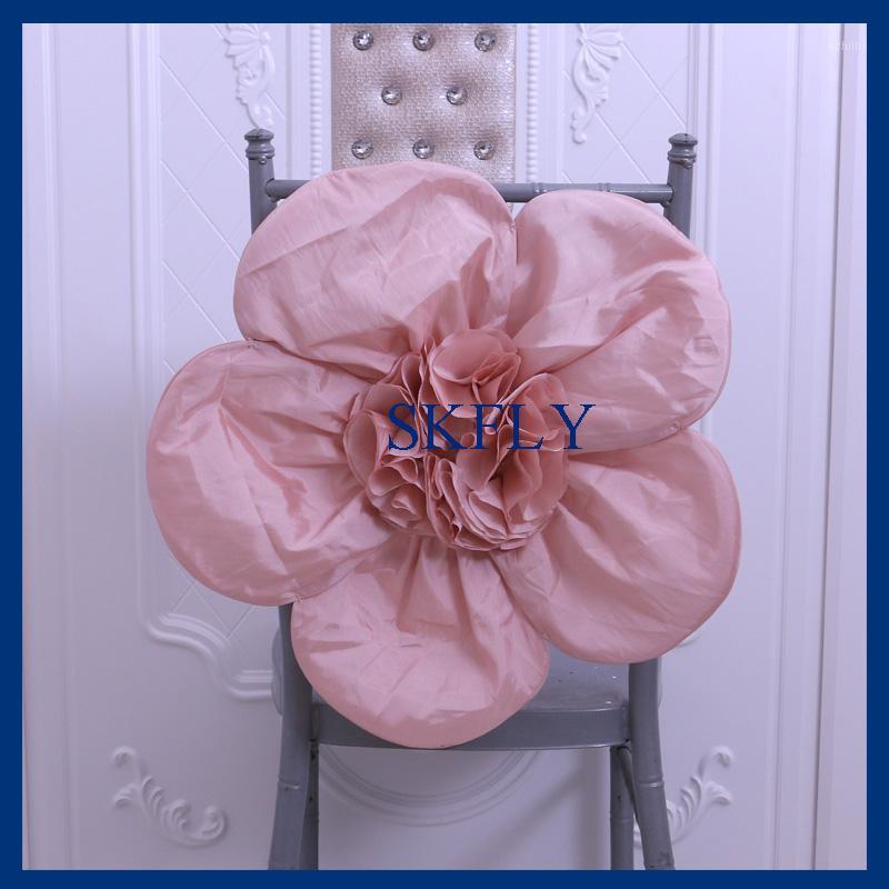 

CH015C New 2017 nice elegant big huge fancy chair decoration blush pink chair flower with ribbon1