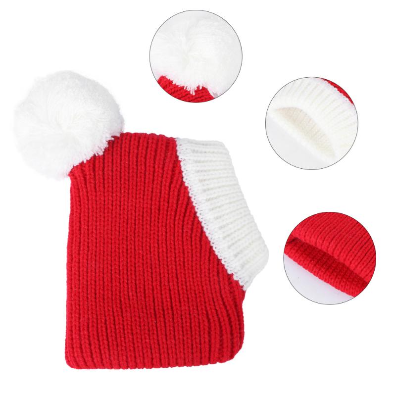 

Winter Warm Hat Adorable Pet Woolen Hat Christmas Headdress for Dog Puppy (Red, Size