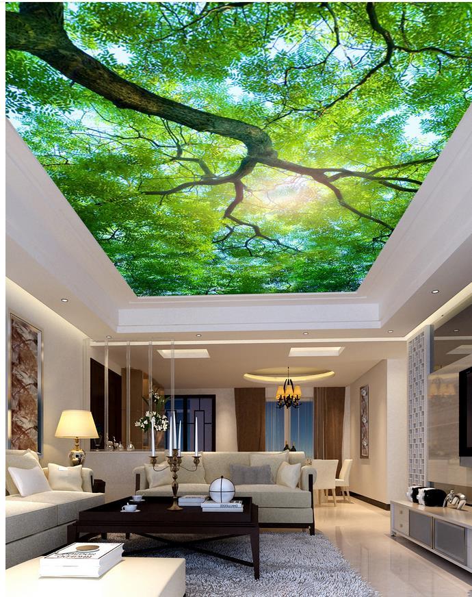 

Beautiful tree living room bedroom ceiling 3d room wallpaper landscape ceilings 3d mural designs, Same as the photo