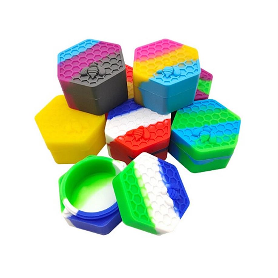 

Hexagon Silicon Container 26ml Concentrate Storage Jar Wax Cans Dabber Tins Vape Oil Box Silicon Holder Casesa37