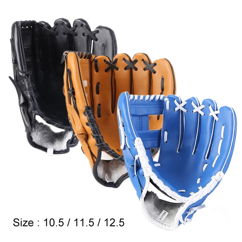 

Outdoor Sports Leather Baseball Glove Three colors Baseball Glove Softball Practice Equipment Size 9.5/10.5/11.5/12.5 Left Hand, Black