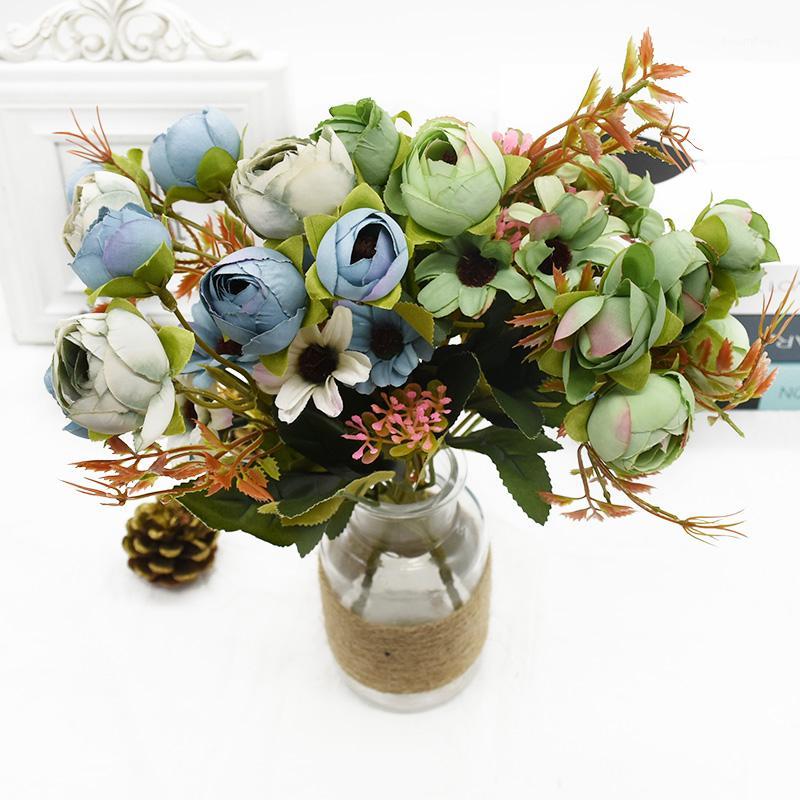 

1 pieces 5 forks Artificial roses bouquet Wedding Christmas decorations for home DIY Interior beautification Potted plants Gifts1