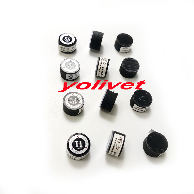 

10pcs 14mm Taiwan Latest Kamui Clear Billiards Pool cue tips Black with cushions in SS/S/M/H optional High quality Billiards accessories