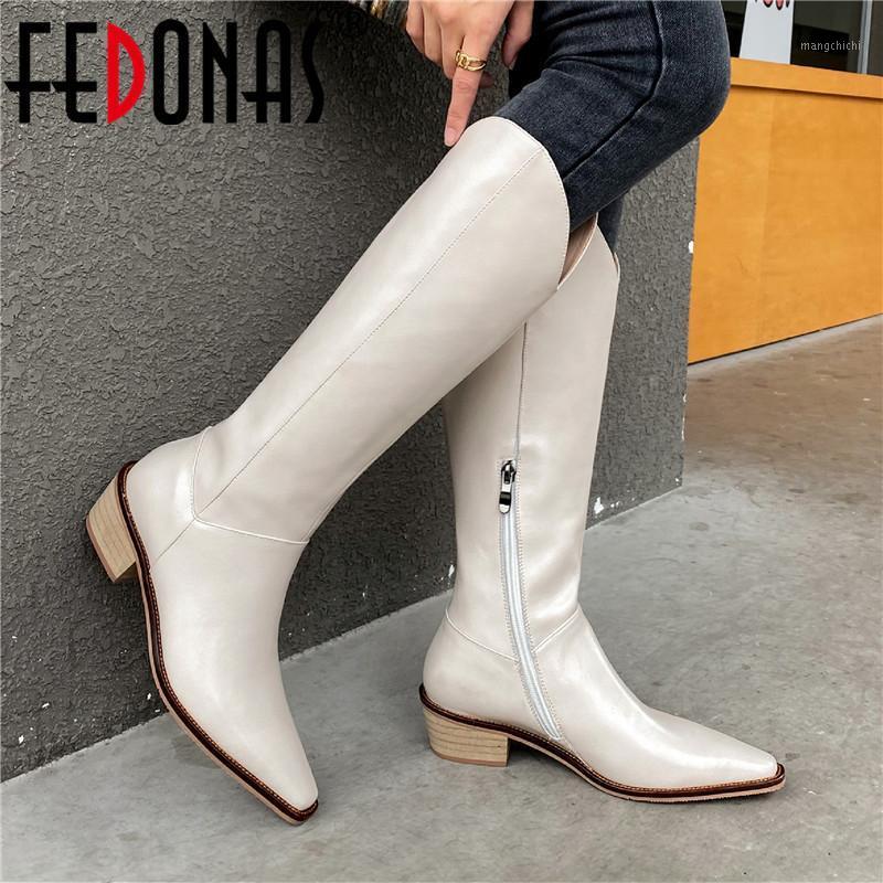 

FEDONAS Nature Full Genuine Leather Knee High Boots For Women Wide Leg 2020 Fall Winter Shoes Woman Wedding Women's Boots1, Blackr