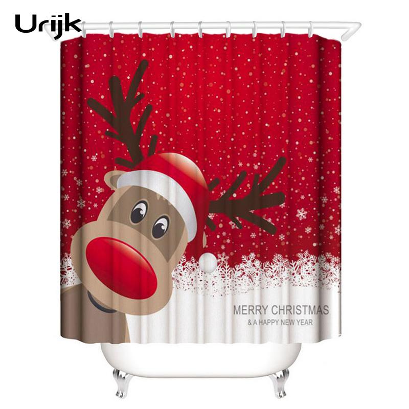 

Christmas Shower Curtain Bathroom Snowman Printed Waterproof Curtains Christmas Decoration for Home High Quality New Year