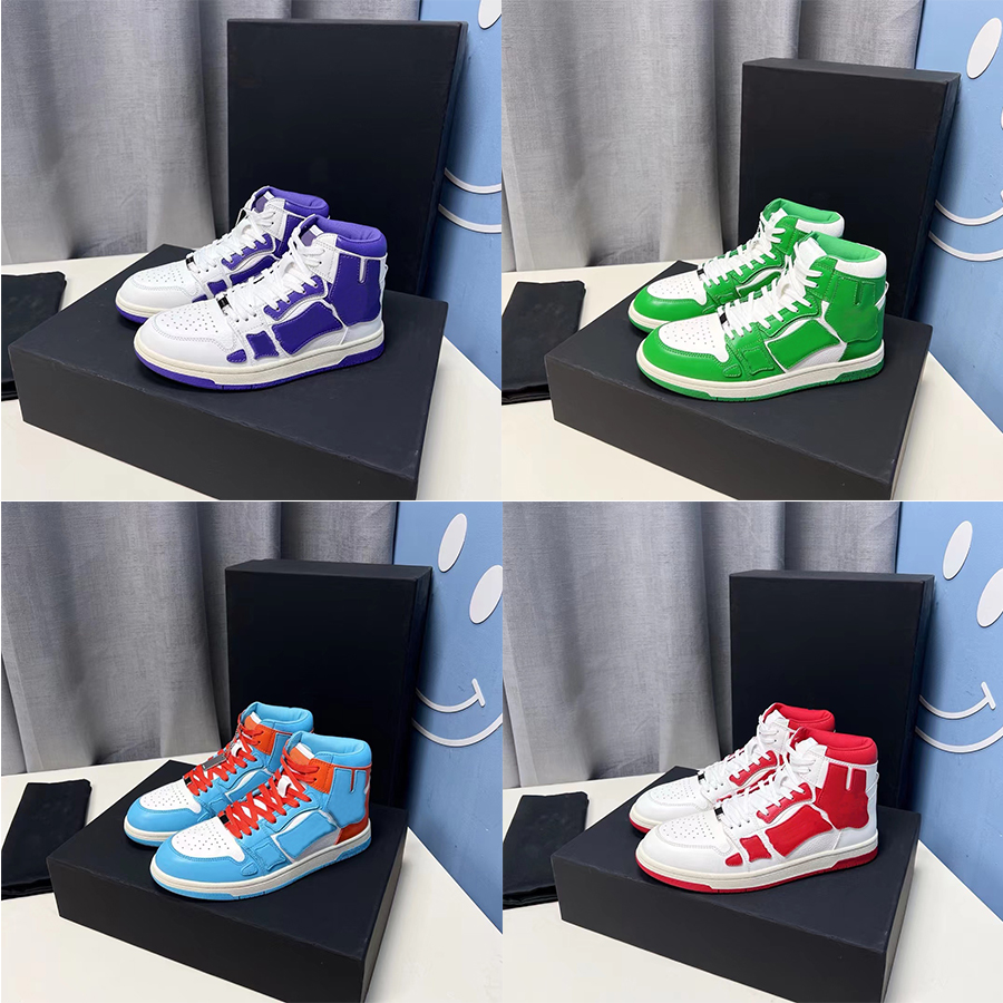 

SKEL-TOP HI LOW BANDANA Sneakers Designer Men Women Shoes Leather Bones Applique Upper EVA Footbed low-top High-top Sport Shoe, Color21