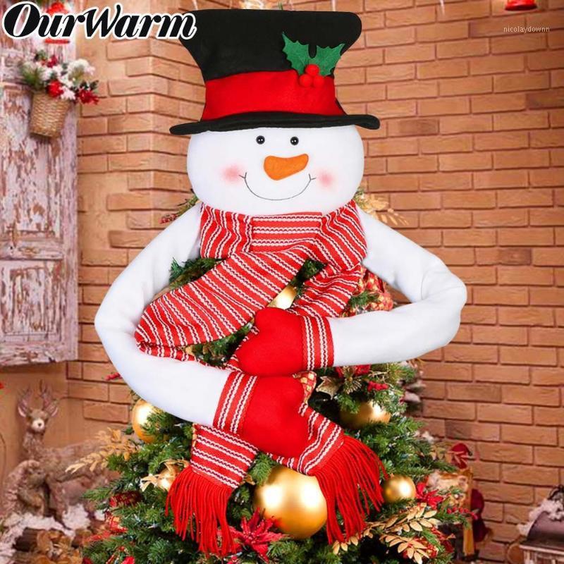 

OurWarm Big Snowman Christmas Tree Topper with Scarf Hat Xmas Trees Ornament New Year Party Gifts Christmas Tree Decorations1