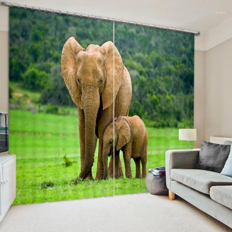 

Blackout Fabric Elephant Luxury 3D Curtains For Living room Bedding room Drapes Cotinas para sala for Hotel Home Decorative.1