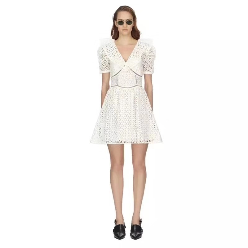 

High Street Women in Rent 2021 Summer Auto Portrait Sexy Designer Deep Decorated v Ruffles Mini Dresses Aline Dressed Hggy, Blue