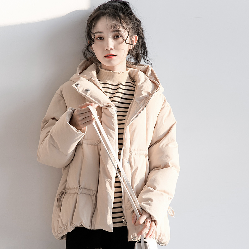 

2021 New New winter apricot short female with cotton-quilted hoodie Bread jacket