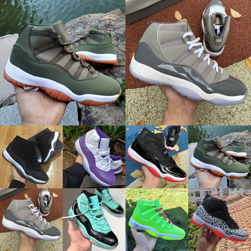 

Basketball Shoes Jumpman 11 Cool Grey 11s Medium Olive Legend Blue Bred Gym Red Metallic Silver Leopard Print Designer Sports Sneakers Size 36-47, As photo 5