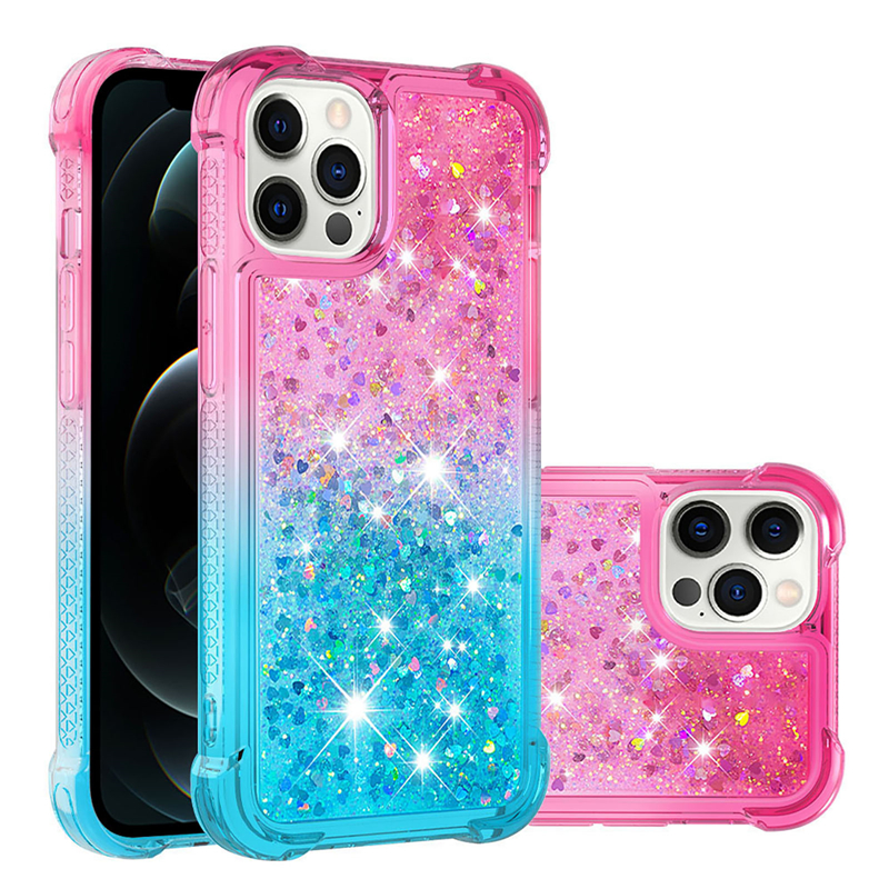 

Glitter Gradual Case For iPhone 12 11 pro max liquid quicksand phone case for iphone xr xs max 7 8 plus cover anti-drop, Mixed colors/ remark