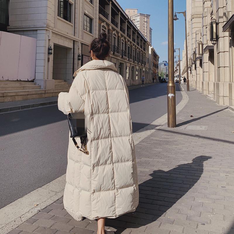 

2021 New Winter Fashion Solid Color Girl Overcoat Casual Long Jacket Warm Ladies Cotton OutWear High Quality Coat, White