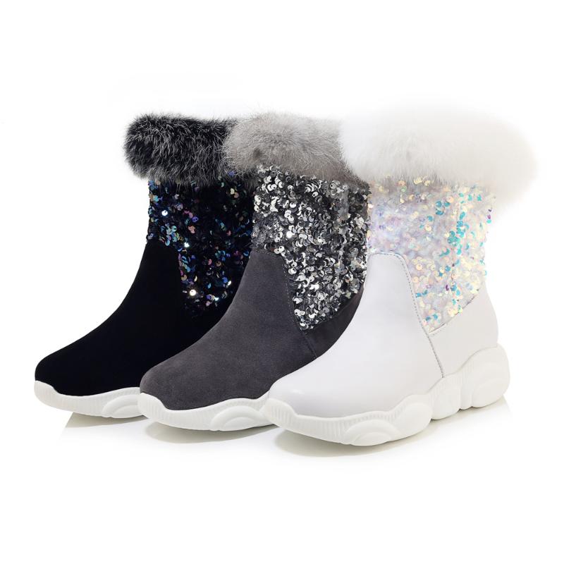 

Round Toe Lolita Boots Australia Shoes Bling Bling Boots-Women Luxury Designer Winter Footwear Snow Low Mid Calf Rubber
