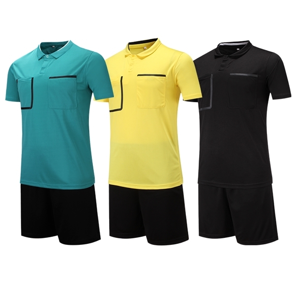 

Men's T-Shirts Men Soccer Uniform Professional Custom Referee Shirt Football Jersey Set 100% Polyester Referee Uniform Sports Jersey Suit, White;black