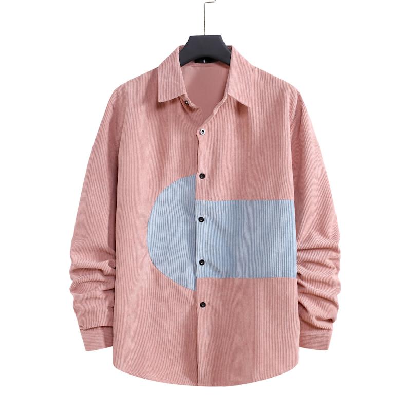 

Big and Tall Size Men -XXL Color Block Cordoury Shirts Streetwear Mens Long Sleeve Spring Autumn Cordroy Shirt Vintage Clothing, Navy cordoury shirts
