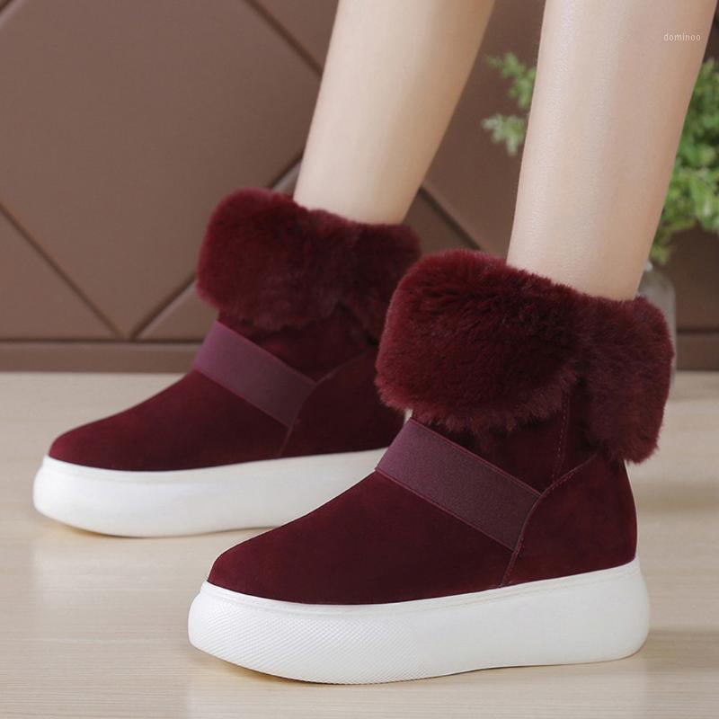 

Women Snow Booties Faux Fur Slip-On Platform-Bottom winter keep warm Warm Ankle Bare Boots Casual sheos Large Size subzero wear1, Black